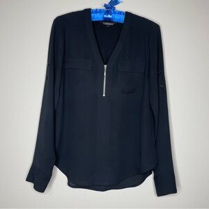 Express Midnight Black V-Neck Blouse
